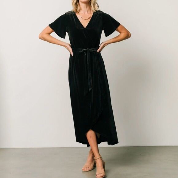 NWT Baltic Born Nadine Velvet Midi Dress Black Size Medium Party Wedding Holiday - Picture 5 of 14